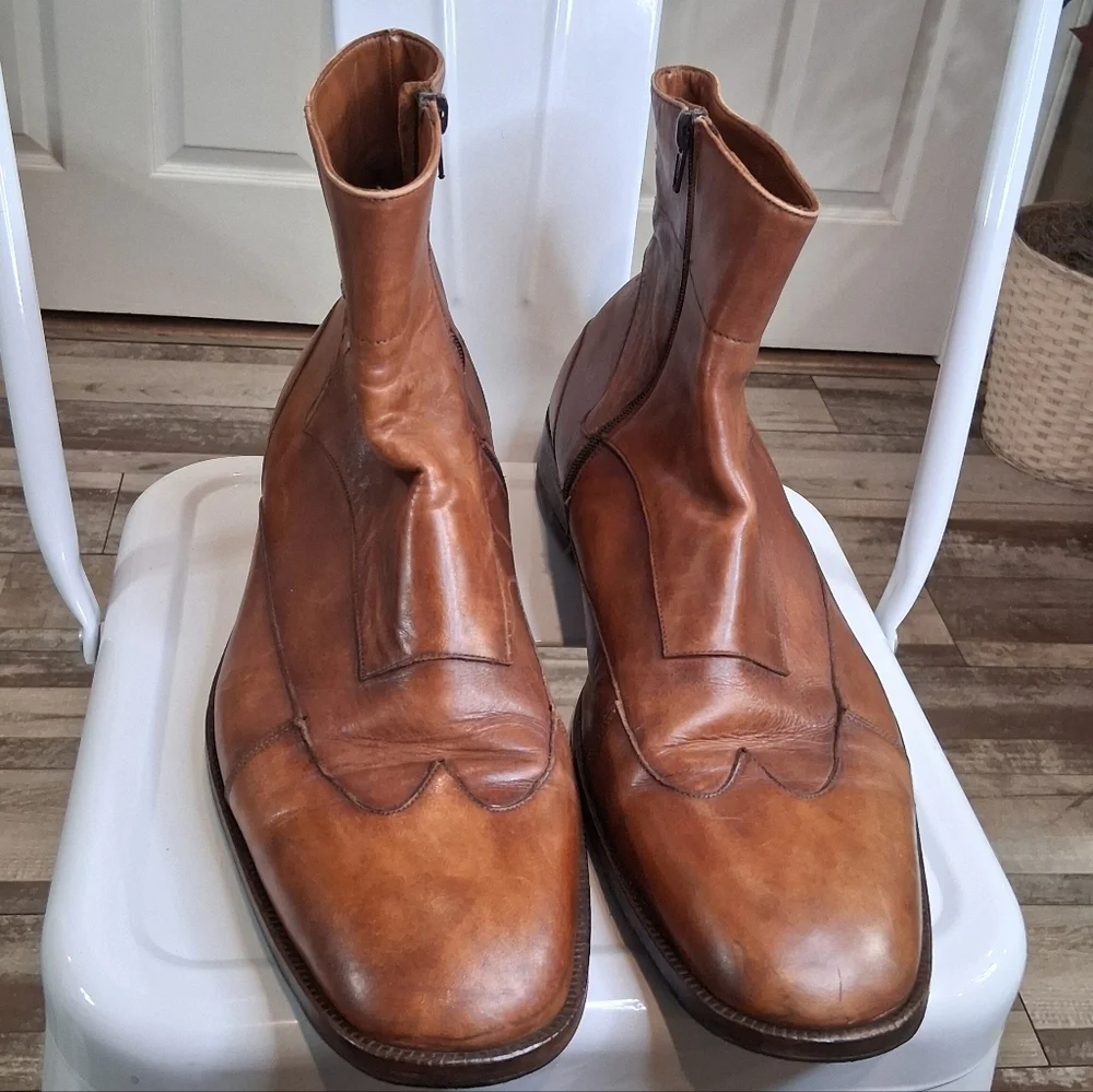 Jag Club Hand Made Men's Traditional Brogue Vintage Brown Ankle Boots Size 48